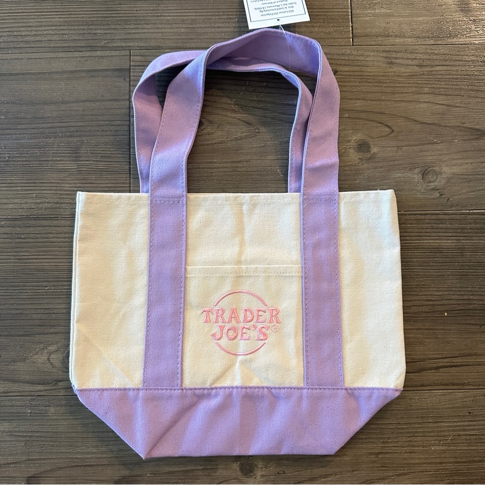 Trader Joe’s Mini Canvas Tote Bag Pastel Purple 🟣 New w/ Tags - Limited Edition